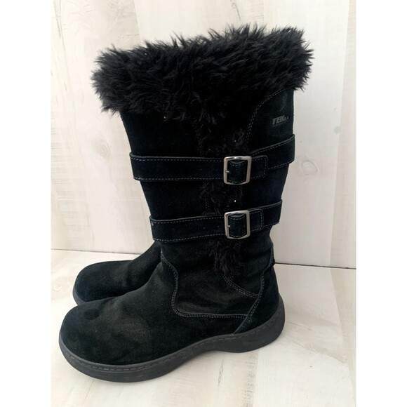 L.L. Bean Womens Black Snow Boots Nordic Insulated Size 9.5 Suede Zip Waterproof - Picture 2 of 11